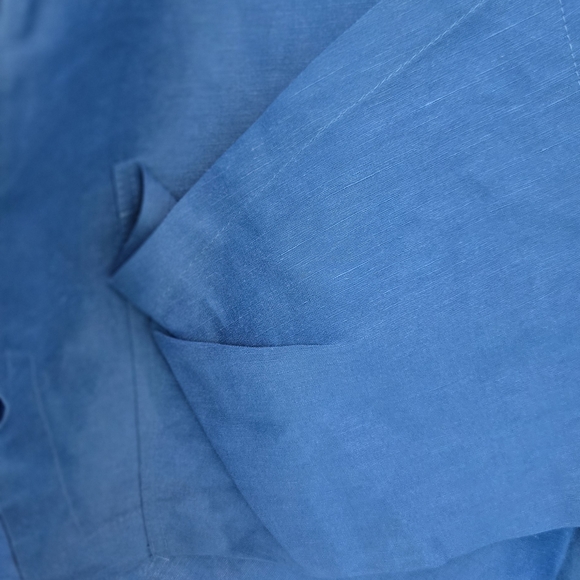 Women's Blue Linen Silk Blend Artsy  Light Jacket Top - Picture 3 of 11